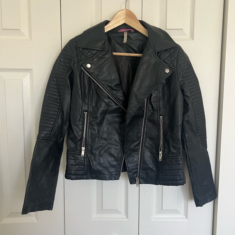 Pink Platinum Black faux leather jacket size medium